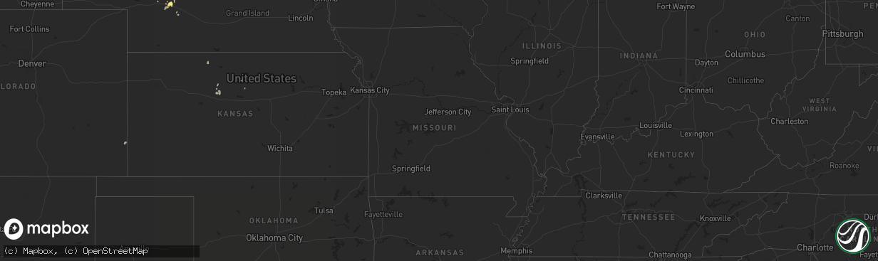 Hail map in Missouri on May 14, 2015