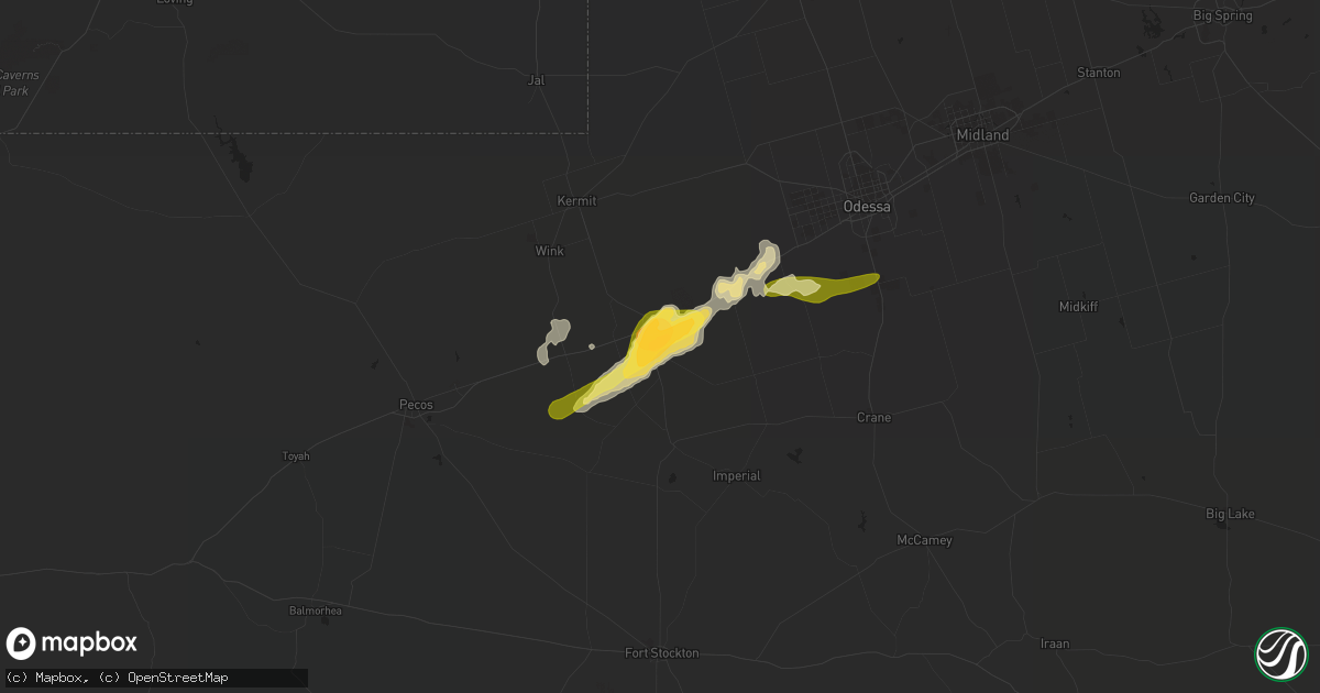Hail map in Monahans, TX on May 14, 2015