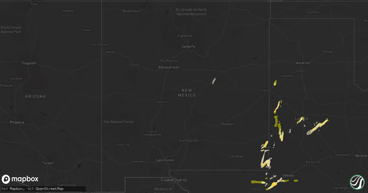 Hail map in New Mexico on May 14, 2015