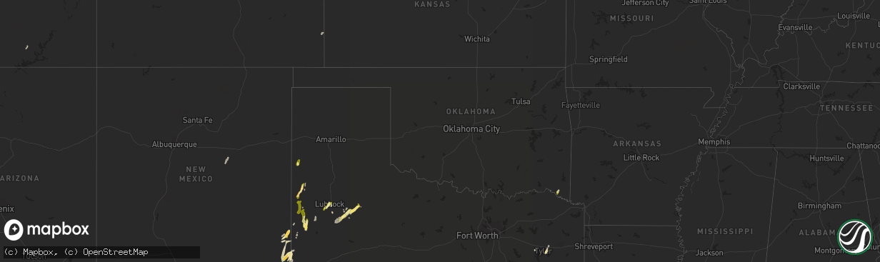 Hail map in Oklahoma on May 14, 2015