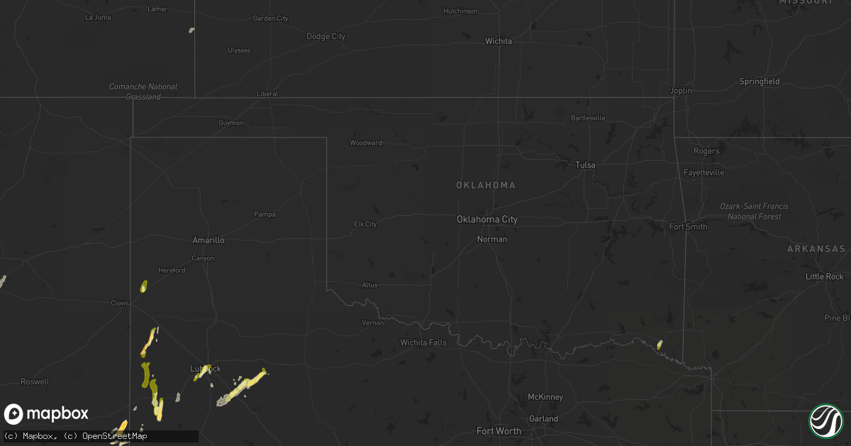 Hail map in Oklahoma on May 14, 2015