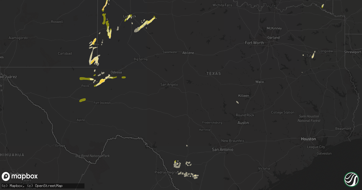 Hail map in Texas on May 14, 2015