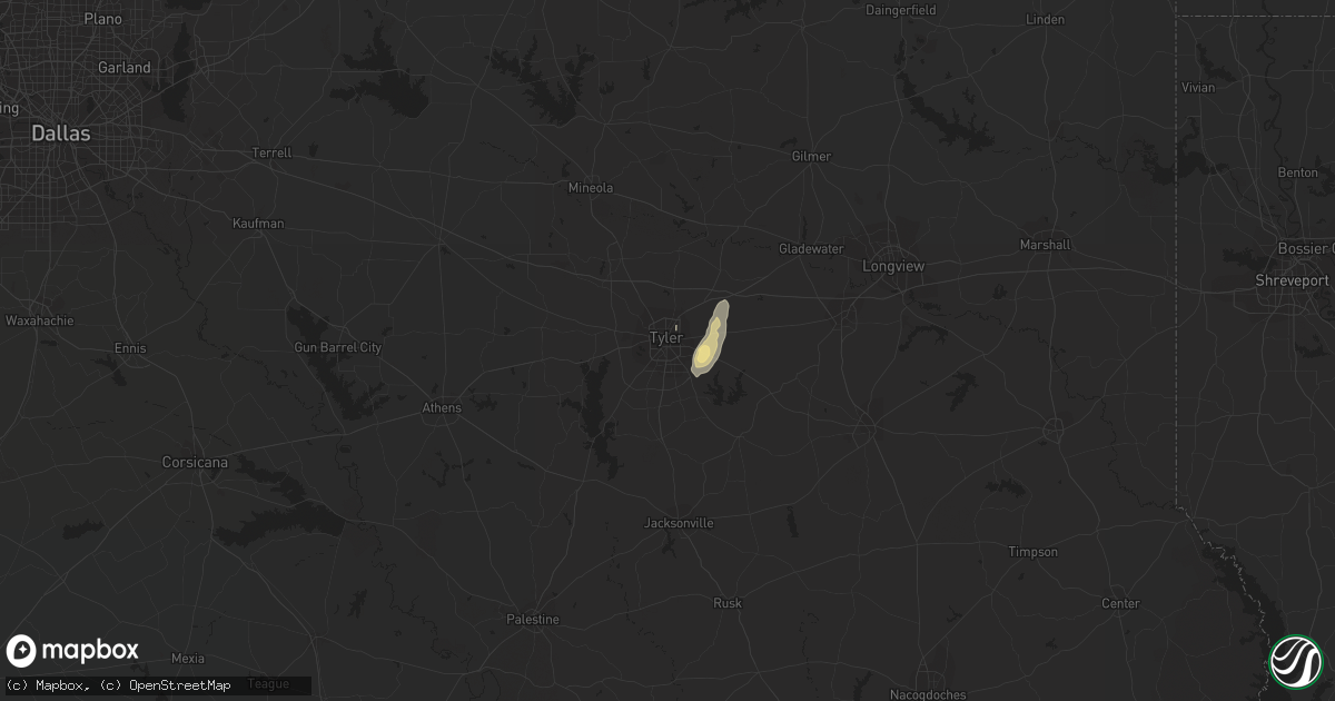 Hail map in Tyler, TX on May 14, 2015