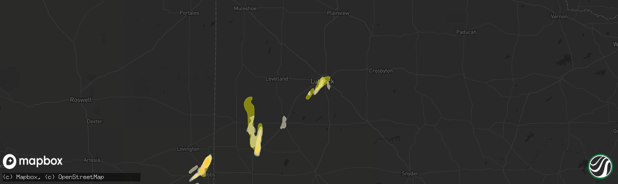 Hail map in Wolfforth, TX on May 14, 2015