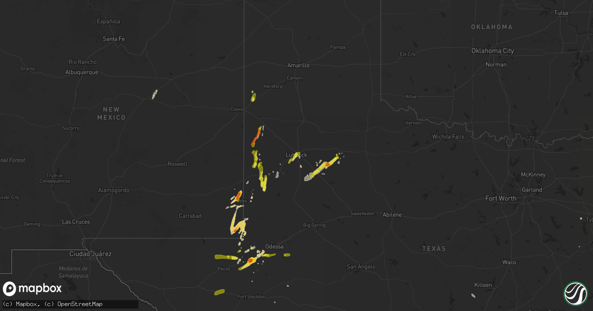 Hail map on May 14, 2015