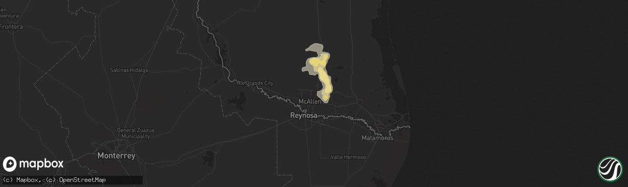 Hail map in Edinburg, TX on May 14, 2016