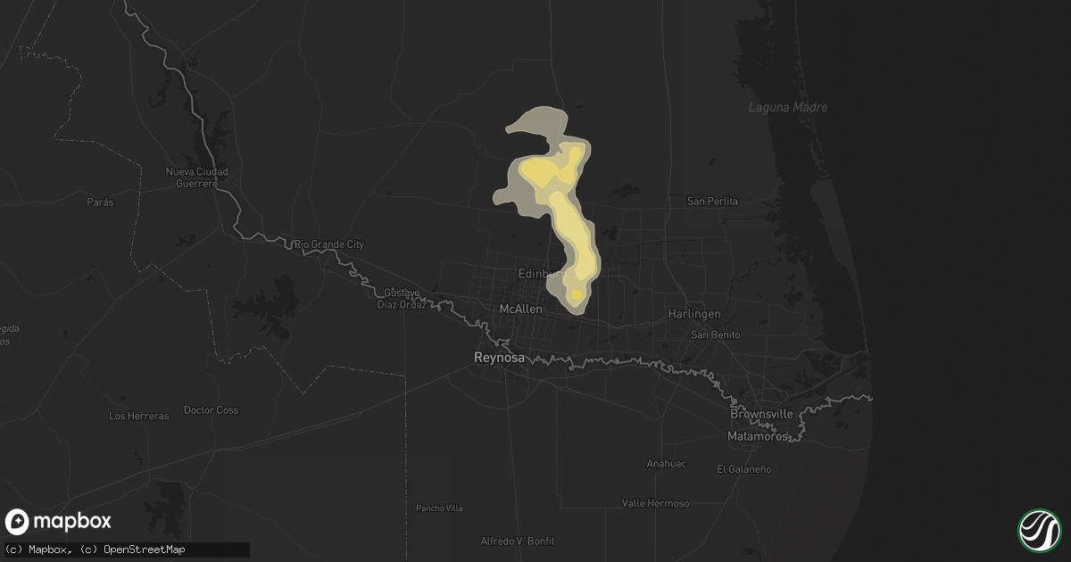 Hail map in Edinburg, TX on May 14, 2016