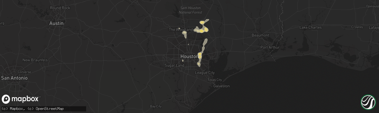 Hail map in Houston, TX on May 14, 2016