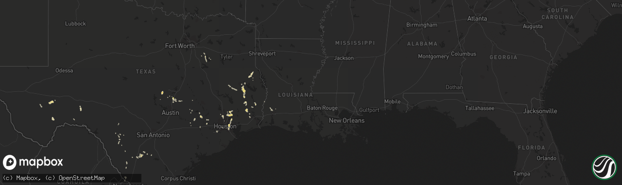 Hail map in Louisiana on May 14, 2016