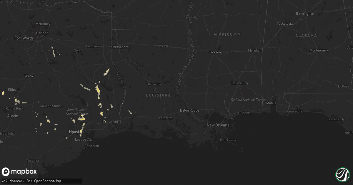 Hail map in Louisiana on May 14, 2016