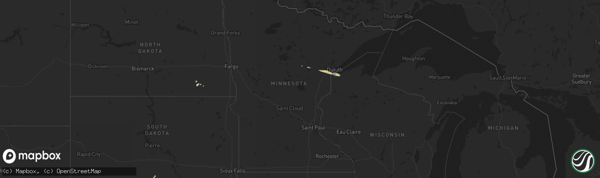 Hail map in Minnesota on May 14, 2017