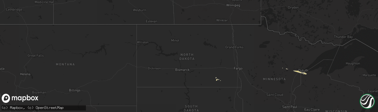 Hail map in North Dakota on May 14, 2017