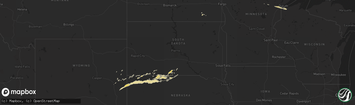 Hail map in South Dakota on May 14, 2017