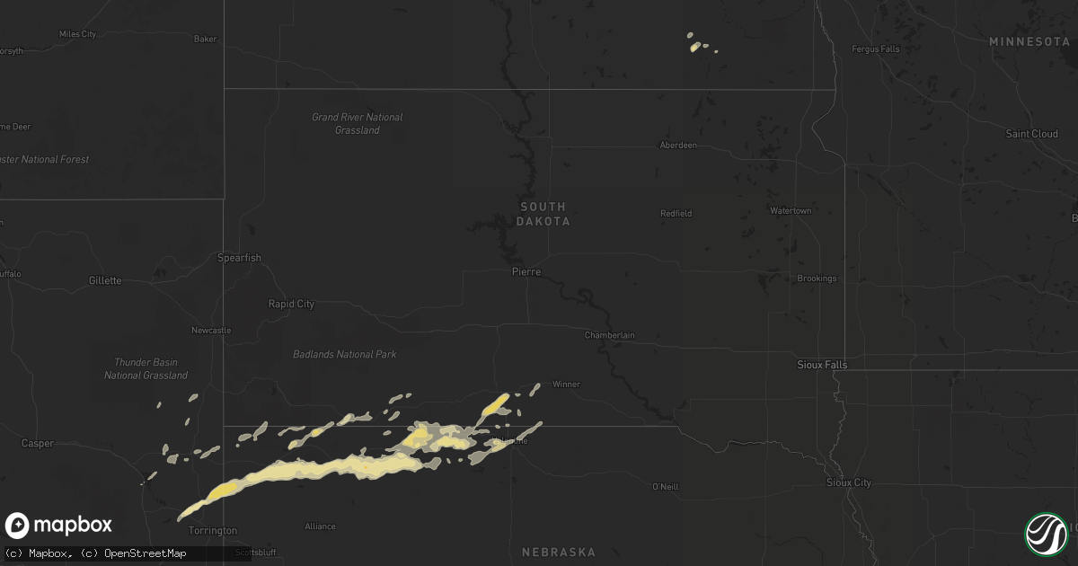 Hail map in South Dakota on May 14, 2017