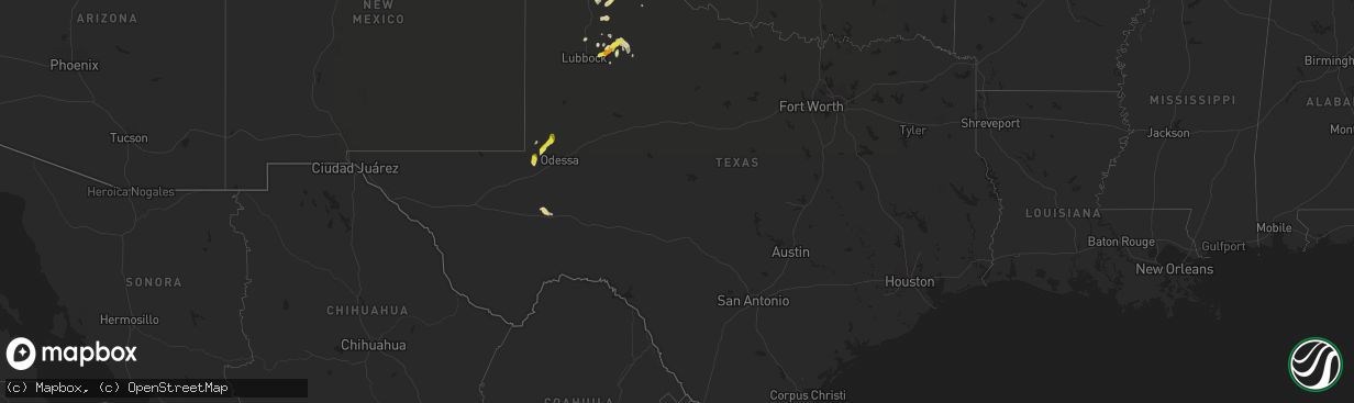 Hail map in Texas on May 14, 2017