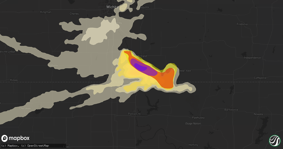 Hail map in Arkansas City, KS on May 14, 2018