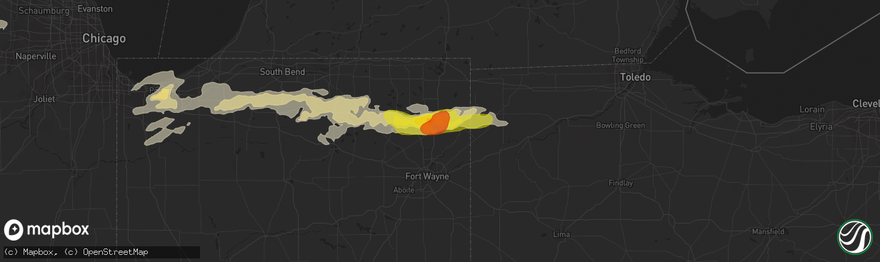 Hail map in Auburn, IN on May 14, 2018