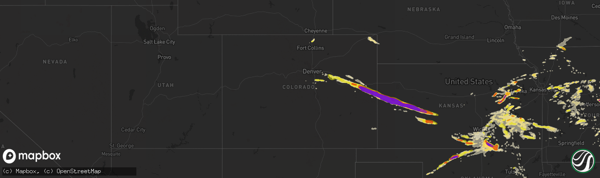 Hail map in Colorado on May 14, 2018