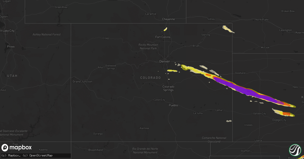 Hail map in Colorado on May 14, 2018