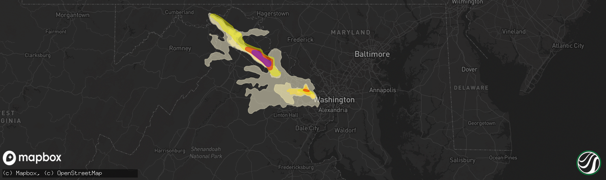 Hail map in Herndon, VA on May 14, 2018