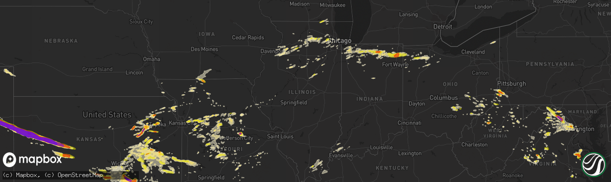 Hail map in Illinois on May 14, 2018