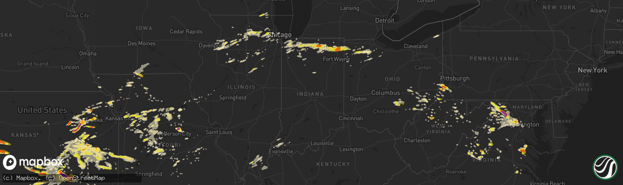 Hail map in Indiana on May 14, 2018