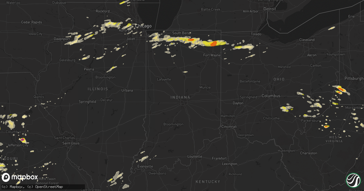 Hail map in Indiana on May 14, 2018