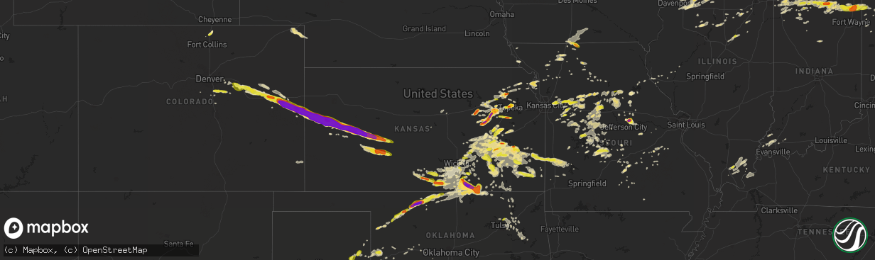 Hail map in Kansas on May 14, 2018