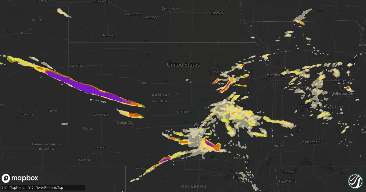 Hail map in Kansas on May 14, 2018