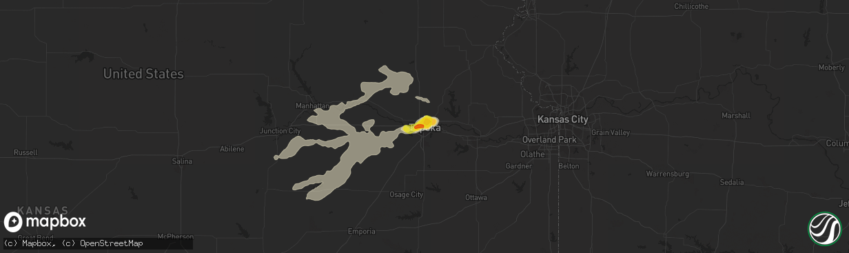 Hail map in Topeka, KS on May 14, 2018