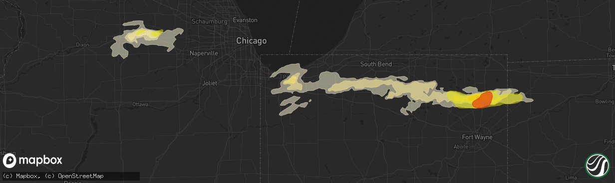 Hail map in Valparaiso, IN on May 14, 2018