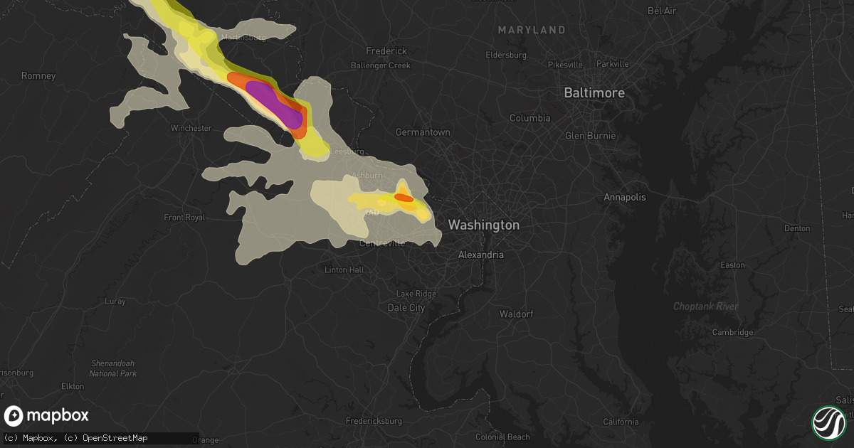 Hail map in Vienna, VA on May 14, 2018