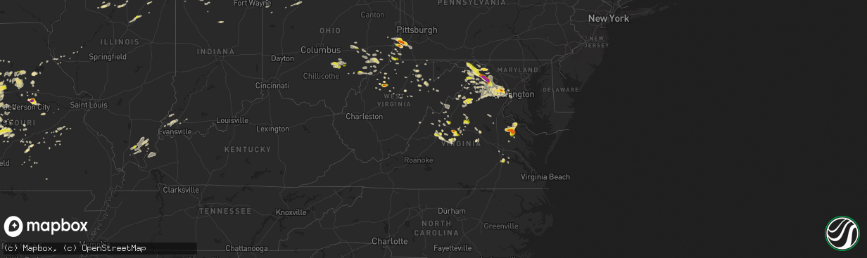 Hail map in Virginia on May 14, 2018