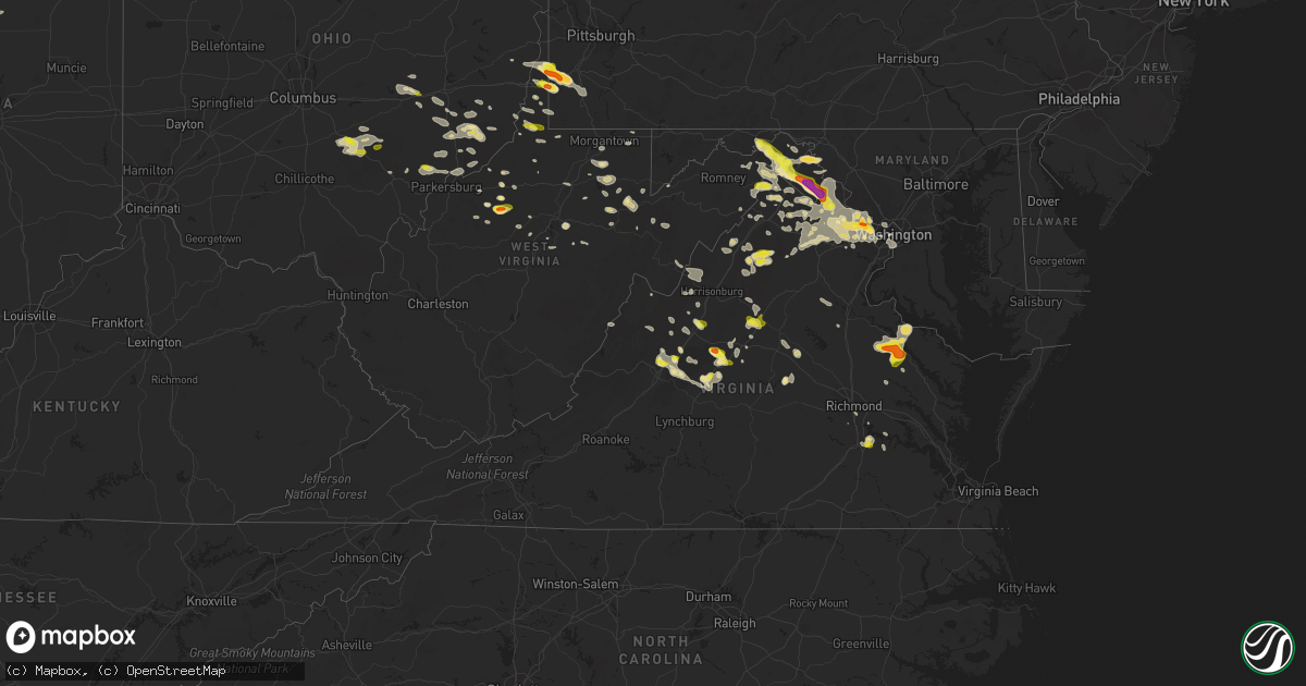 Hail map in Virginia on May 14, 2018