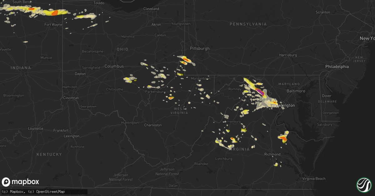 Hail map in West Virginia on May 14, 2018