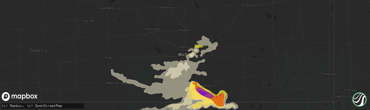 Hail map in Wichita, KS on May 14, 2018