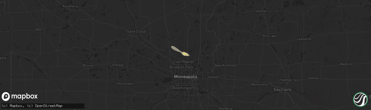 Hail map in Andover, MN on May 14, 2019