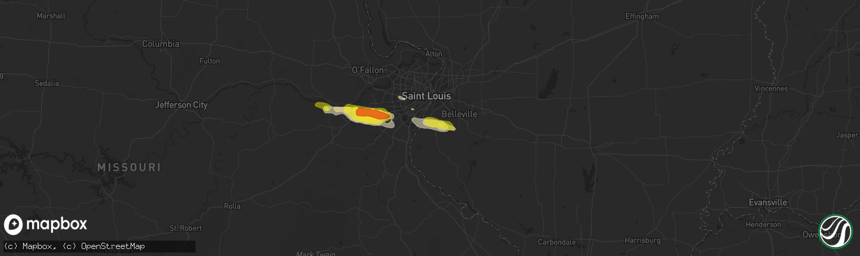 Hail map in Columbia, IL on May 14, 2019