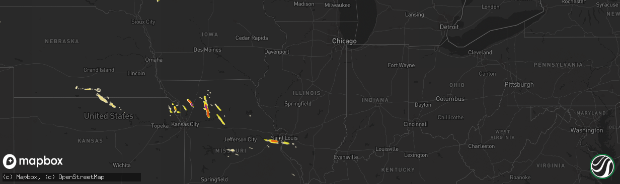 Hail map in Illinois on May 14, 2019