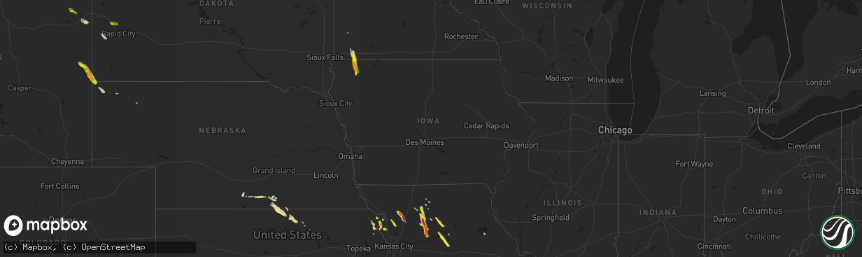 Hail map in Iowa on May 14, 2019