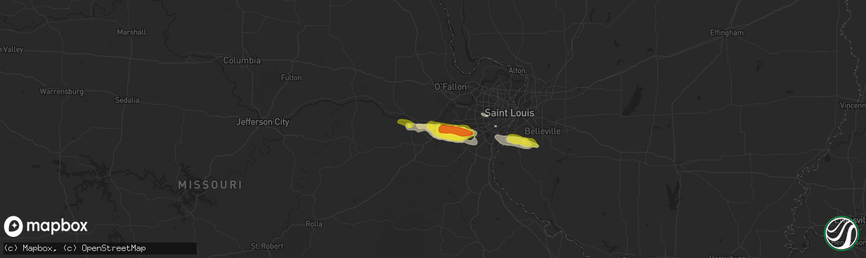 Hail map in Labadie, MO on May 14, 2019