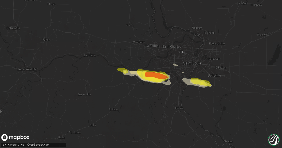 Hail map in Labadie, MO on May 14, 2019