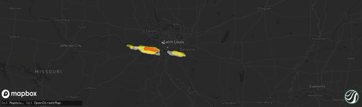 Hail map in Millstadt, IL on May 14, 2019