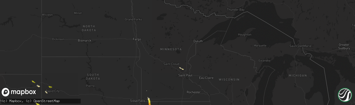 Hail map in Minnesota on May 14, 2019