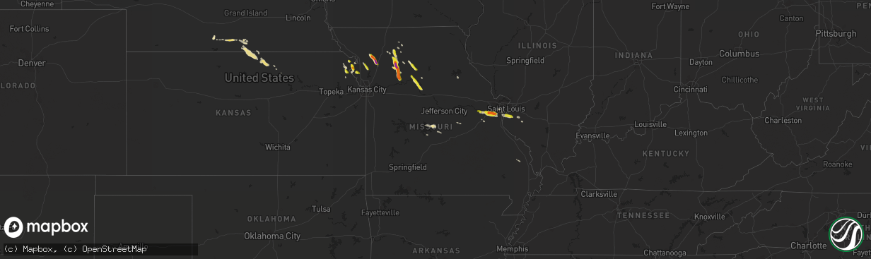 Hail map in Missouri on May 14, 2019