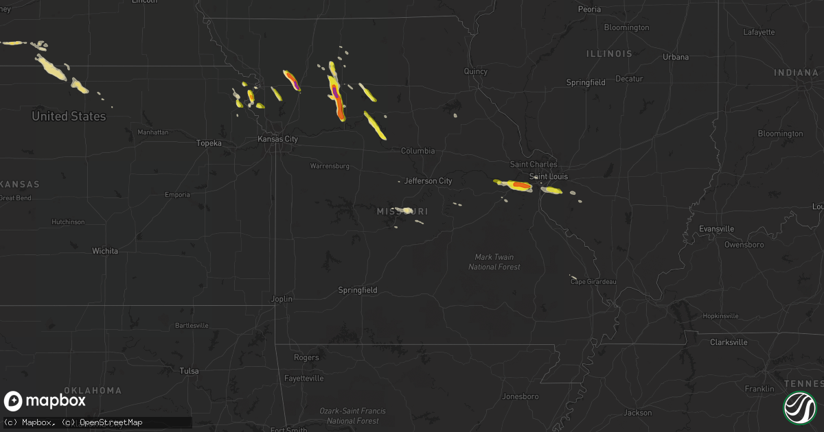 Hail map in Missouri on May 14, 2019