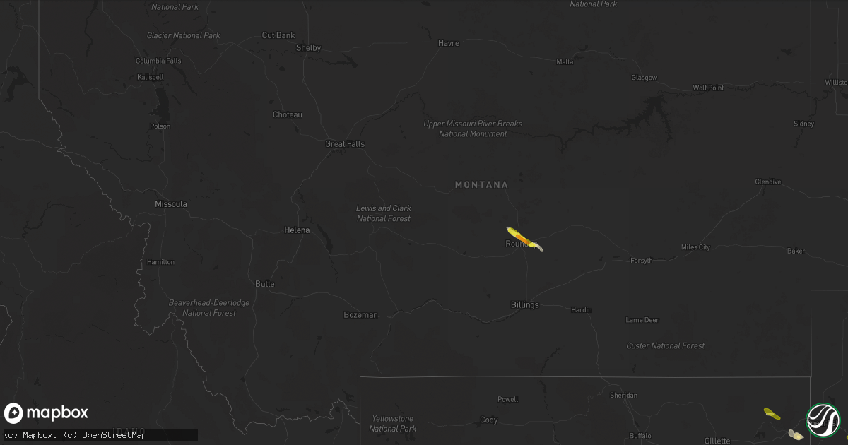 Hail map in Montana on May 14, 2019