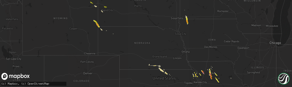 Hail map in Nebraska on May 14, 2019