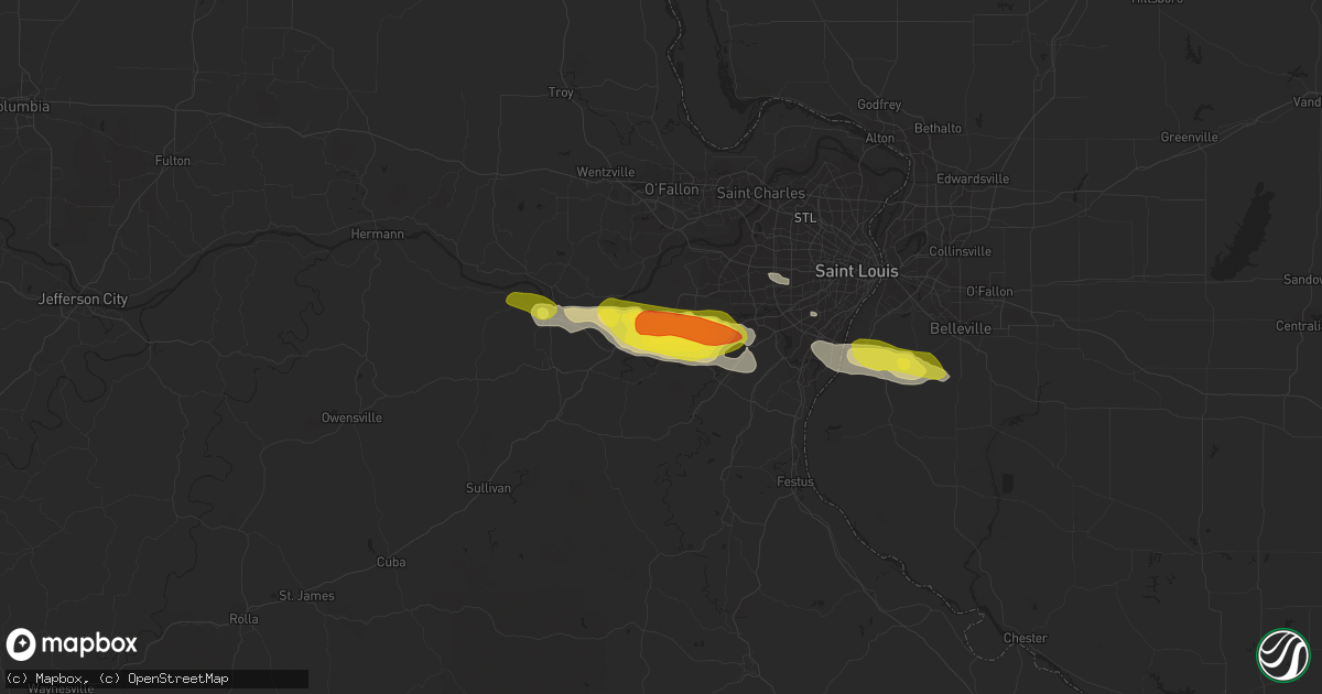 Hail map in Pacific, MO on May 14, 2019