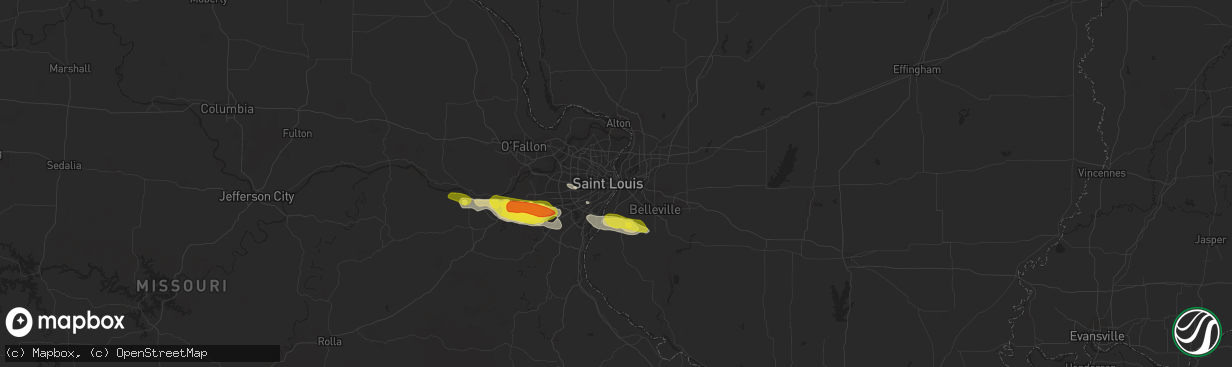 Hail map in Saint Louis, MO on May 14, 2019